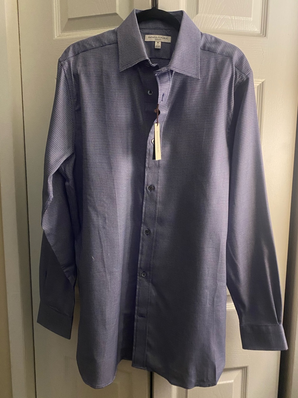 Banana Republic Men's Navy Micro-Check Dress Shirt